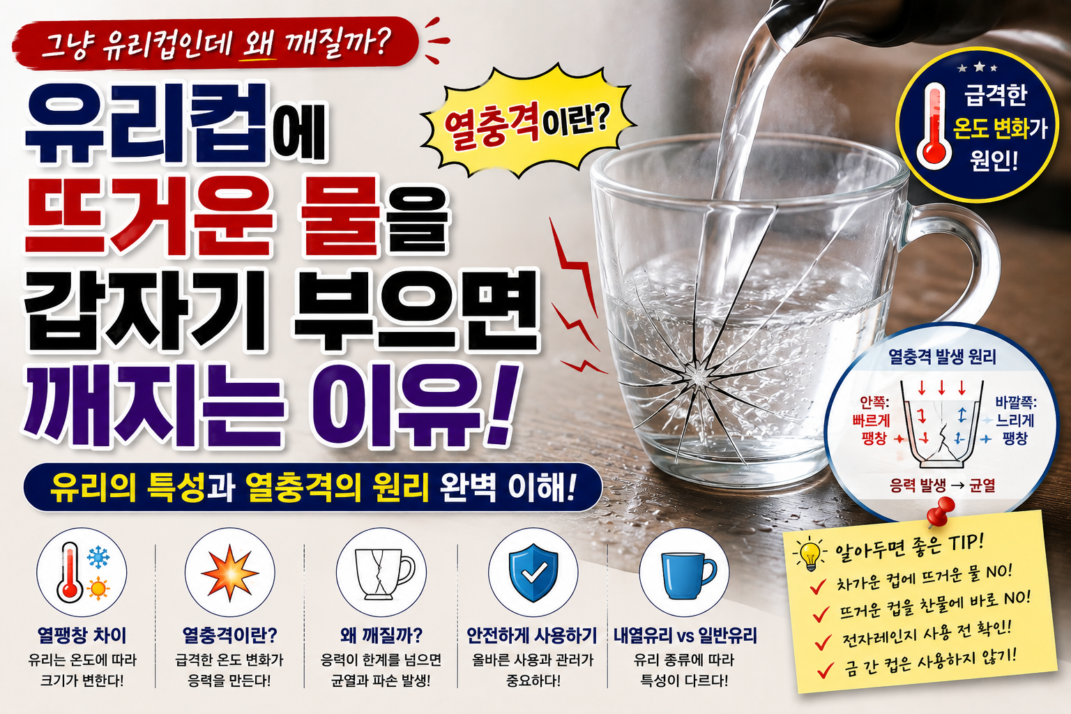 뜨거운 물과 유리컵의 열충격 원리
