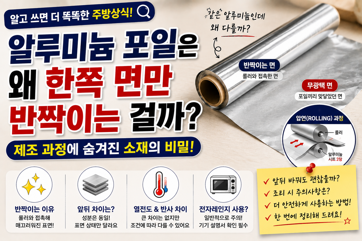 알루미늄 포일 앞뒤 차이 완벽 정리