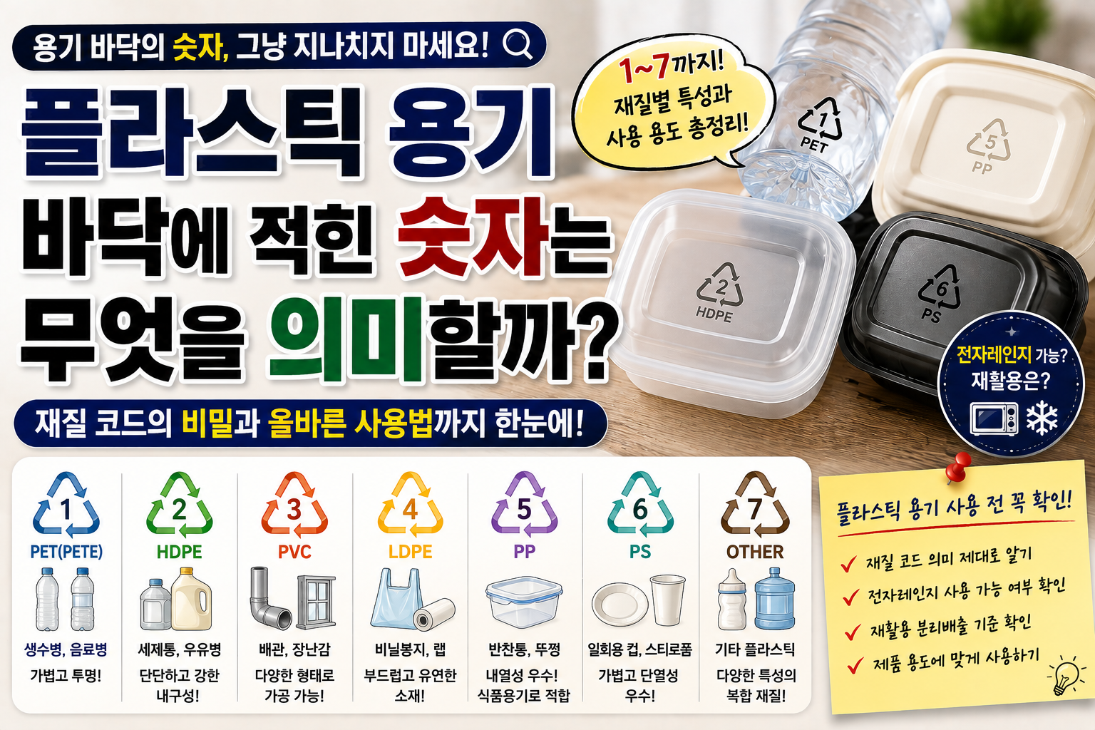 플라스틱 용기 재활용 코드 총정리