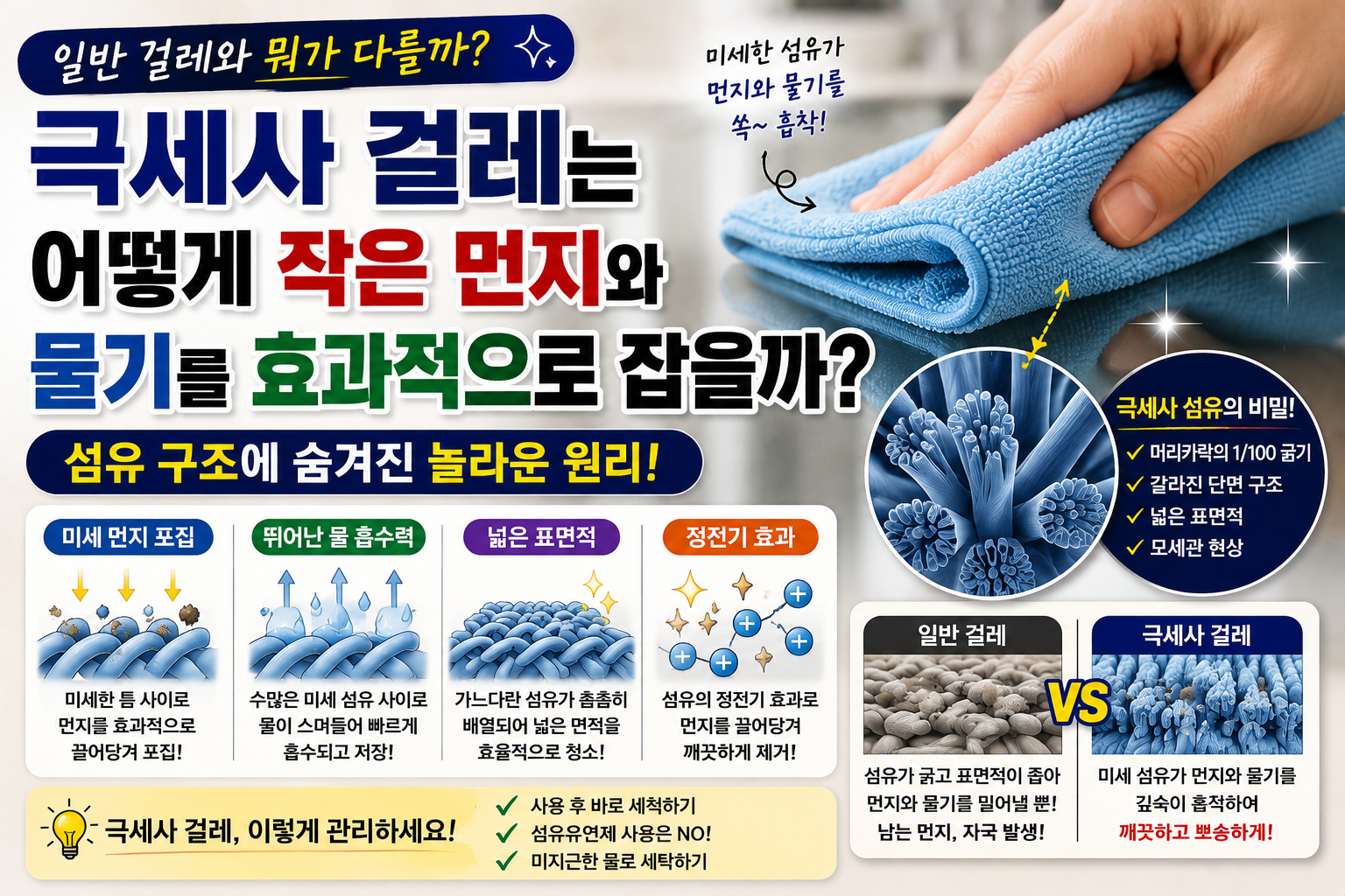 극세사 걸레의 놀라운 청소 원리